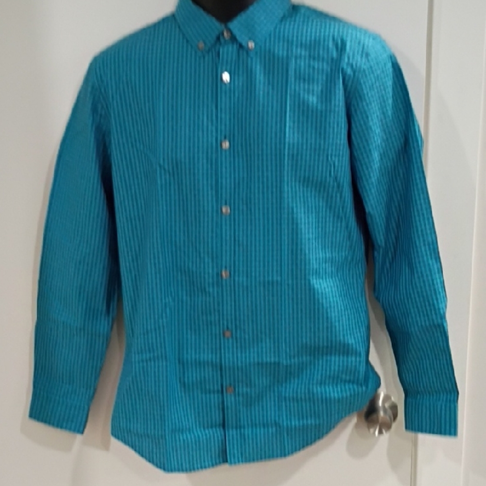 Calvin Klein Men's Blue Striped Button Down Shirt